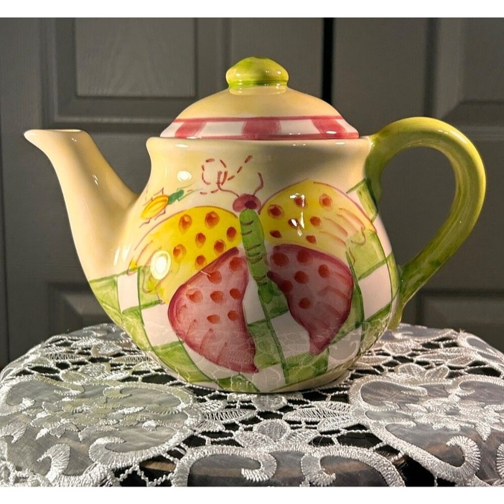 Rommel for Soparna Butterfly Whimiscal Tea Pot Ceramic
